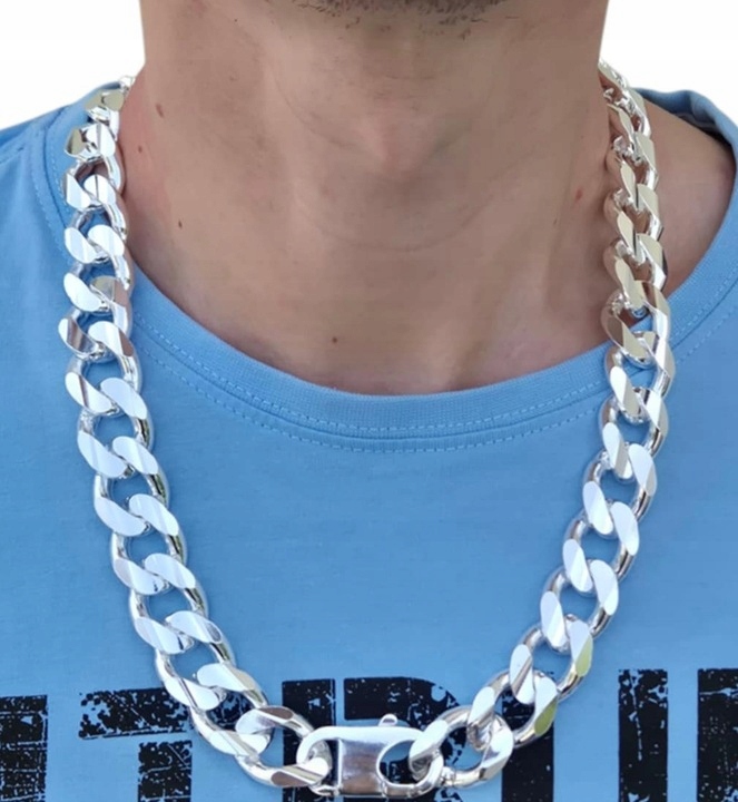 Pancíř Silný Stříbrný Řetízek 50 CM Mužský Řetěz 15 MM Stříbro Ryzosti 925