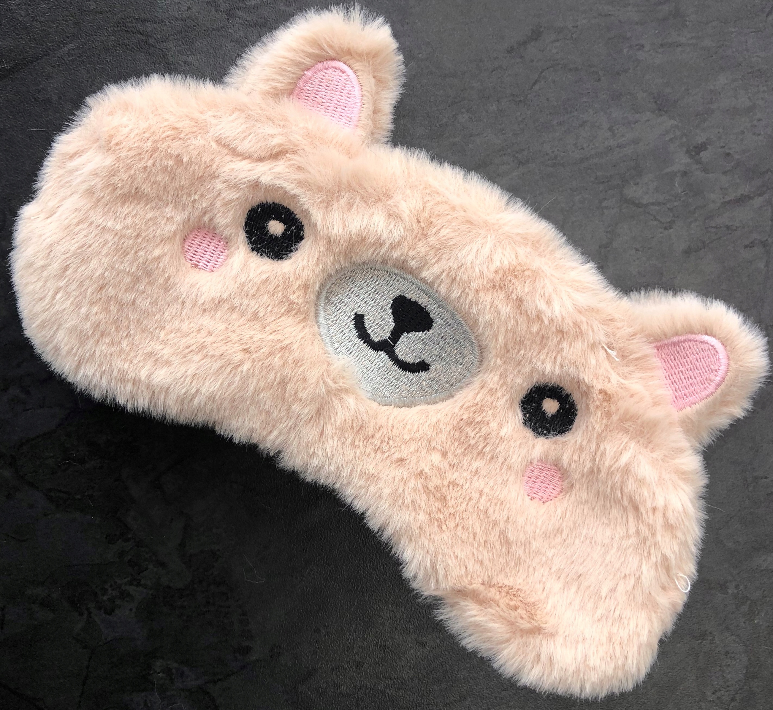 MASKA OPASKA NA OCZY DO SPANIA SNU RELAKSU miś misiek beż OLDMAN PLUSZOWA