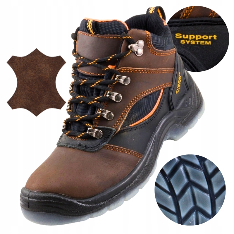 Pánská pracovní obuv Kotníková kožená obuv bez kovového podpatku Bozp