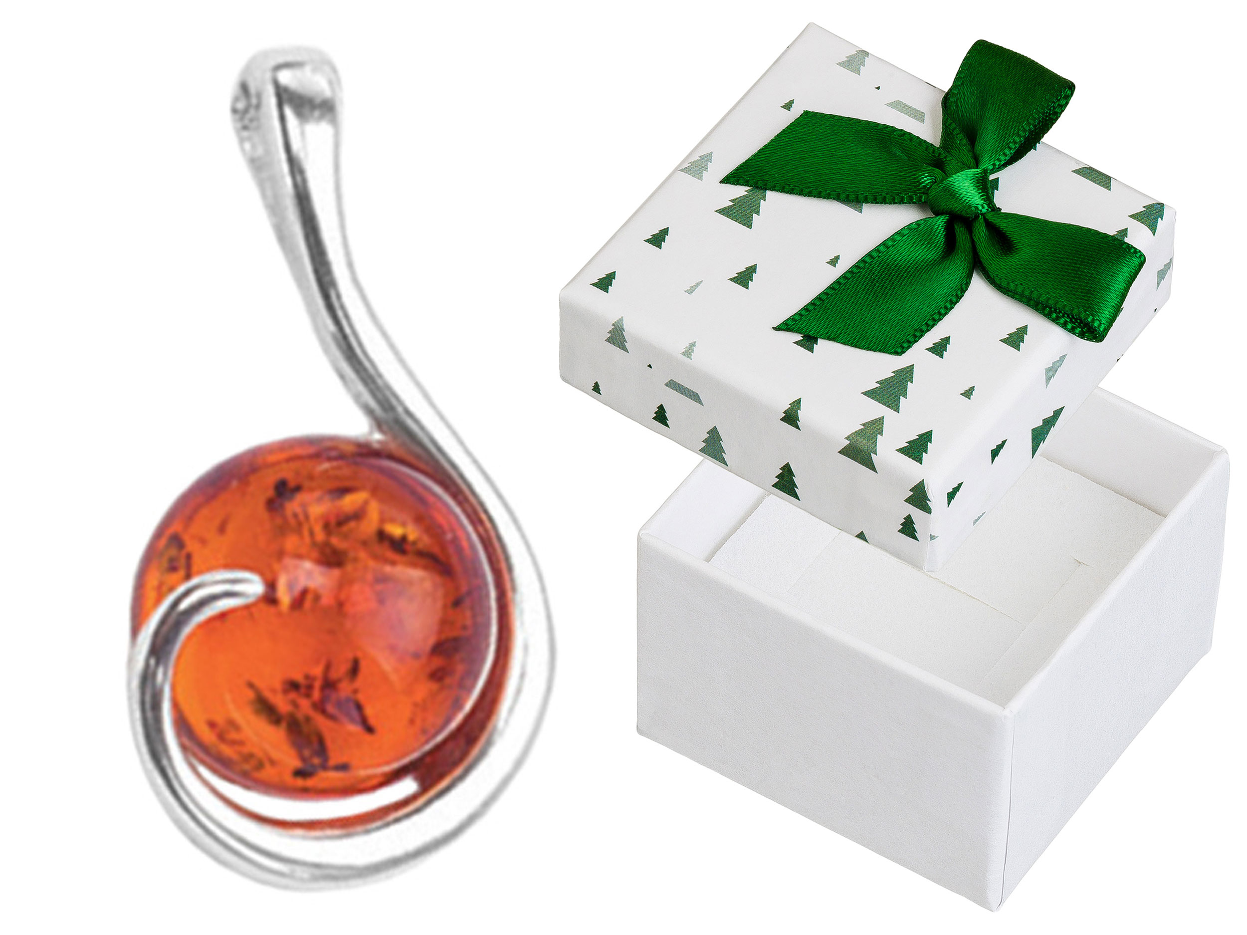 Stříbrný přívěsek Kapka s jantarem Elegantní dámský Přívěsek Lžička 925