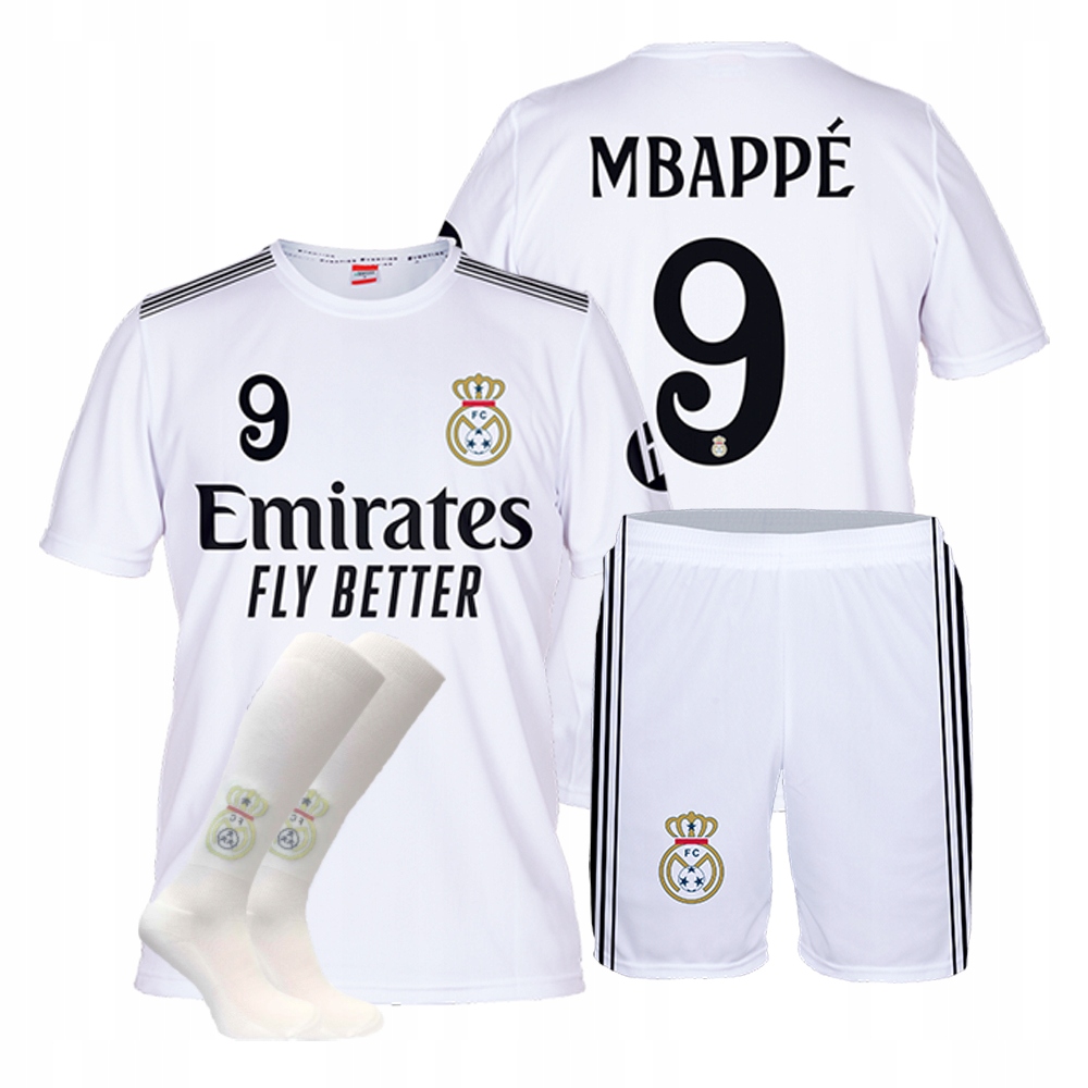 MBAPPE BIA strój piłkarski + getry rozmiar 110