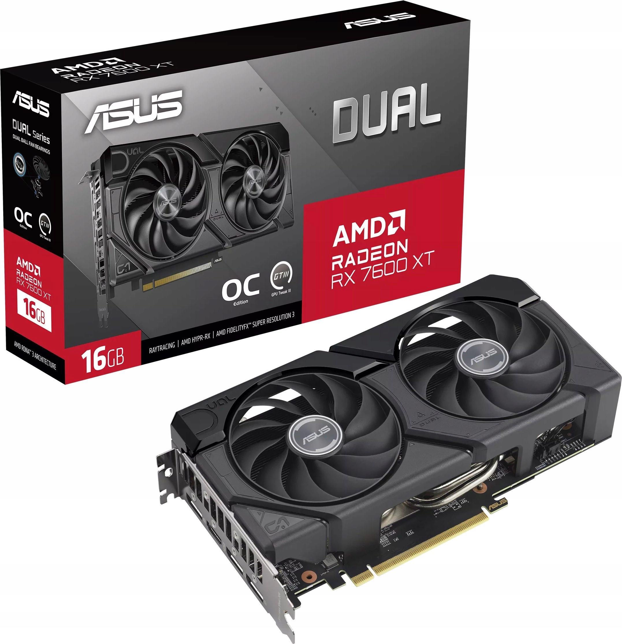 ASUS Dual -RX7600XT-O16G AMD Radeon RX 7600 XT 16 GB GDDR6