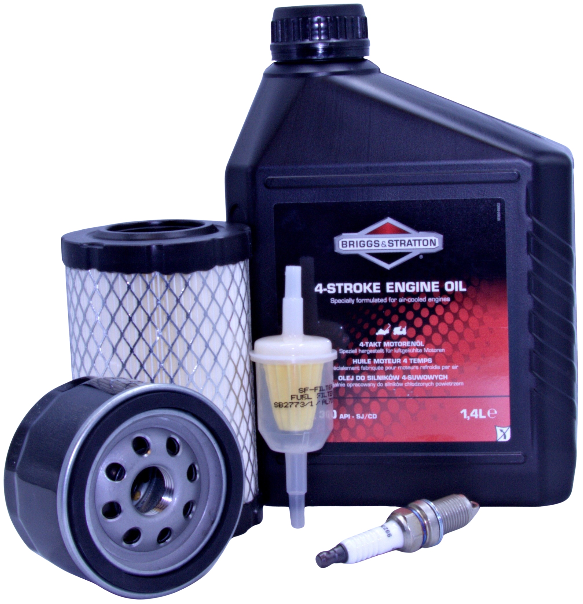 Filtry, Olej, Svíčka John Deere X107, X125, X126 Briggs 31R977 olej 1,4 l