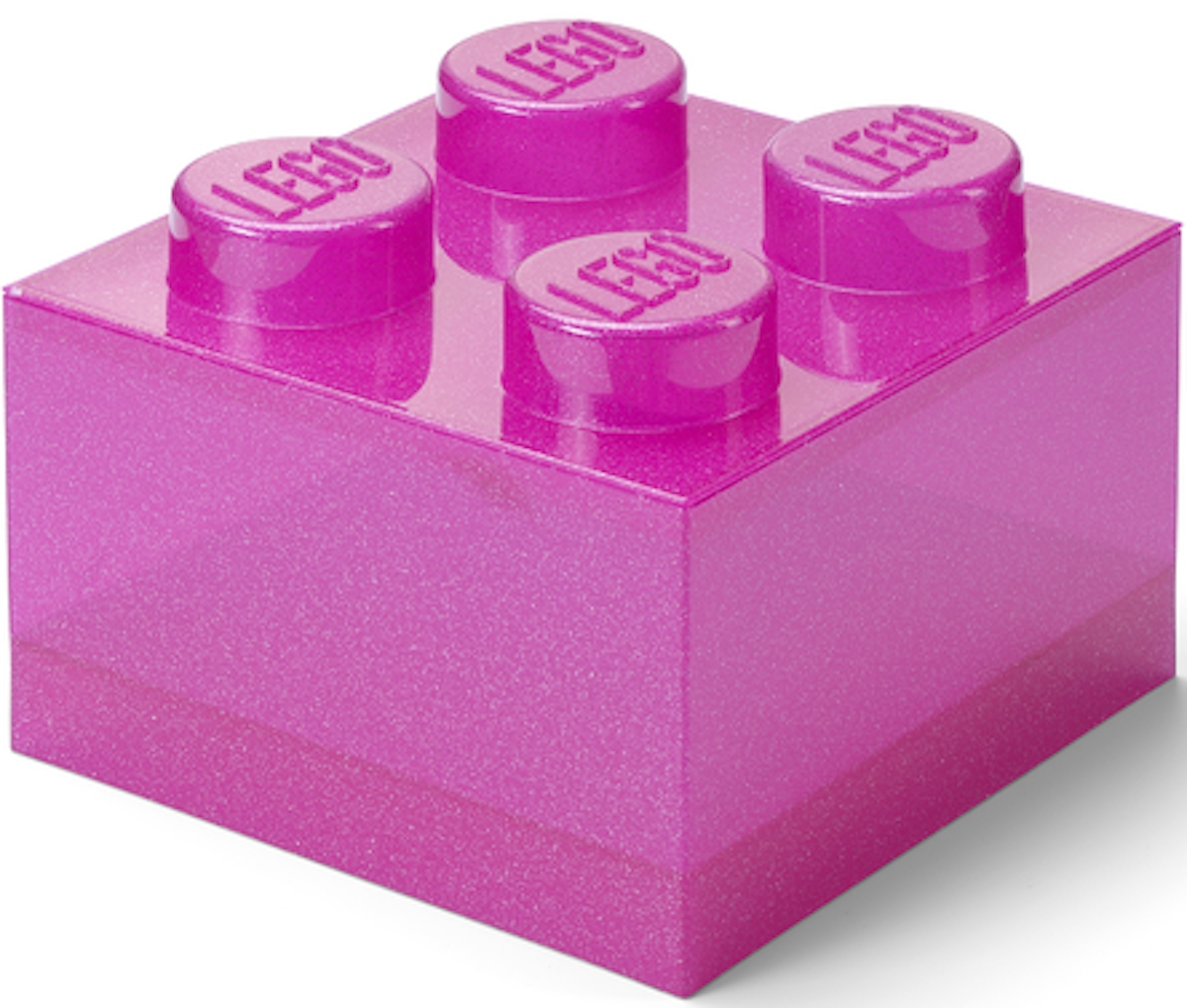 Lego Pojemnik Pudełko Klocek 4 Przezroczysty Różowy Brokatowy Pink