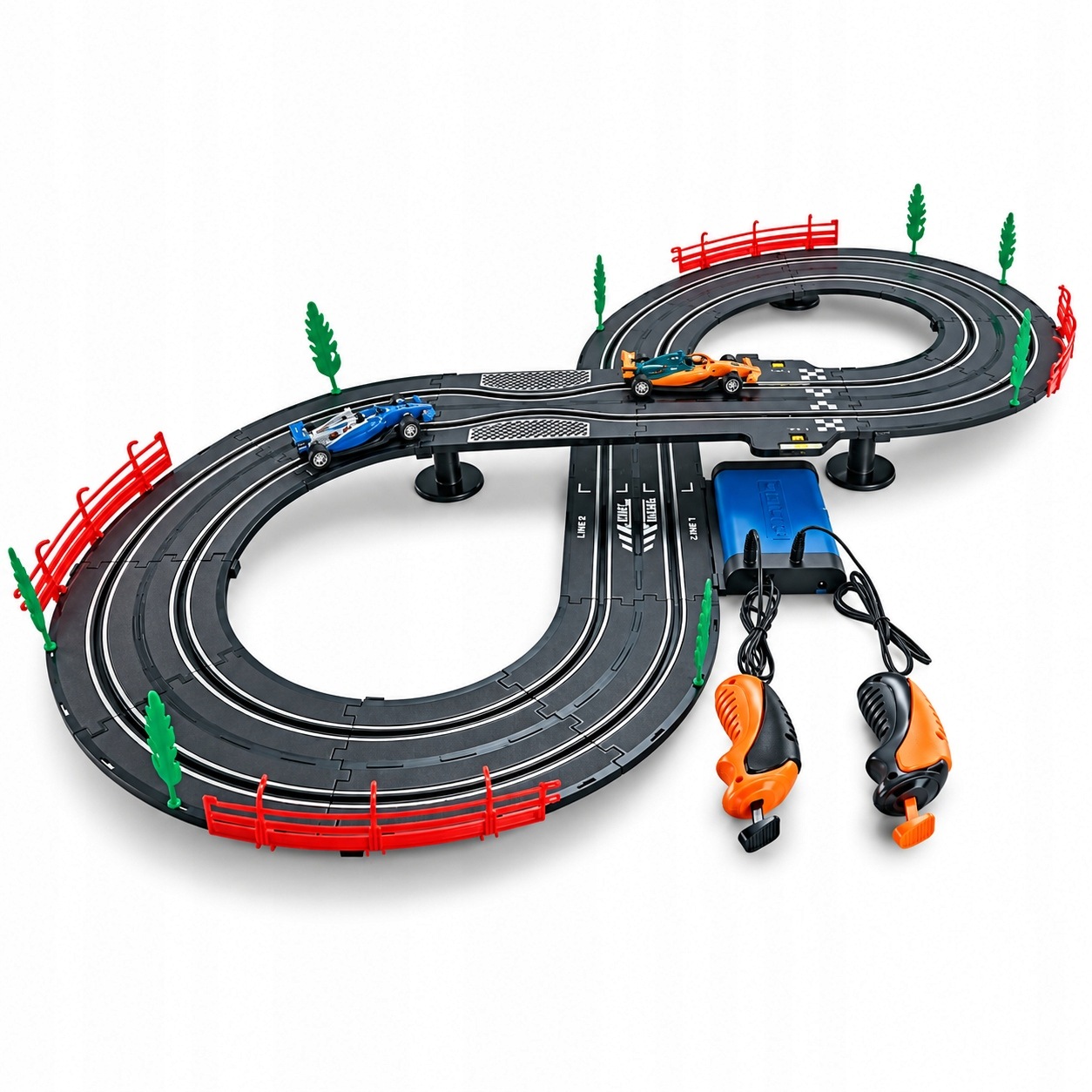 Tor Wyścigowy Samochodowy 280cm Zestaw 3w1 2x Auto 2x Kontroler Licznik
