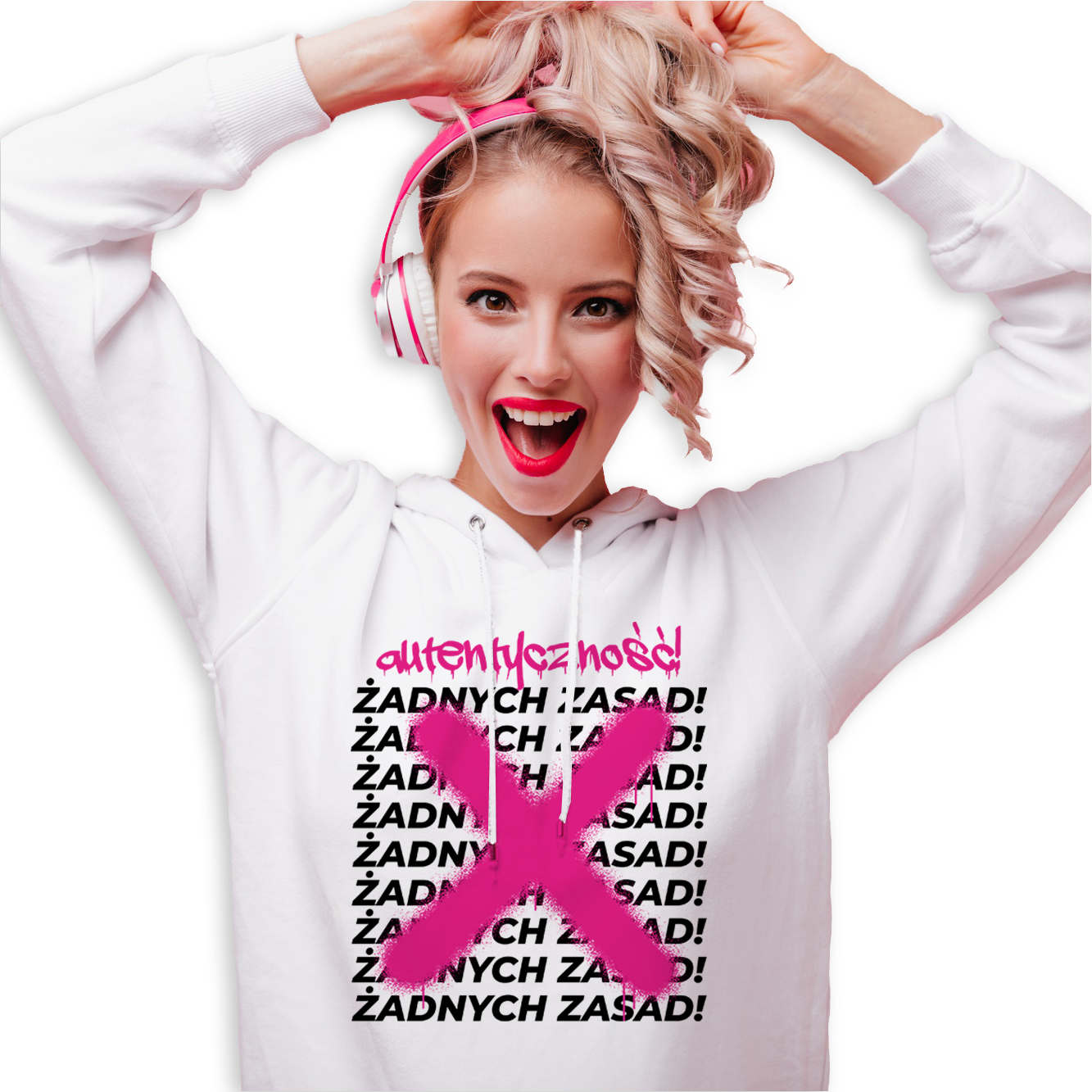 Mikina Bílá Kapuce Dárek Narozeniny Autenticita! Žádná Pravidla M