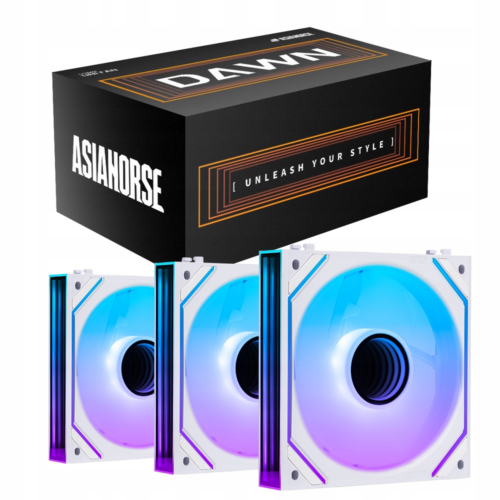 Zestaw 3 wentylatorów 120mm Pwm Asiahorse Dawn Pro Argb Daisy chain Białe