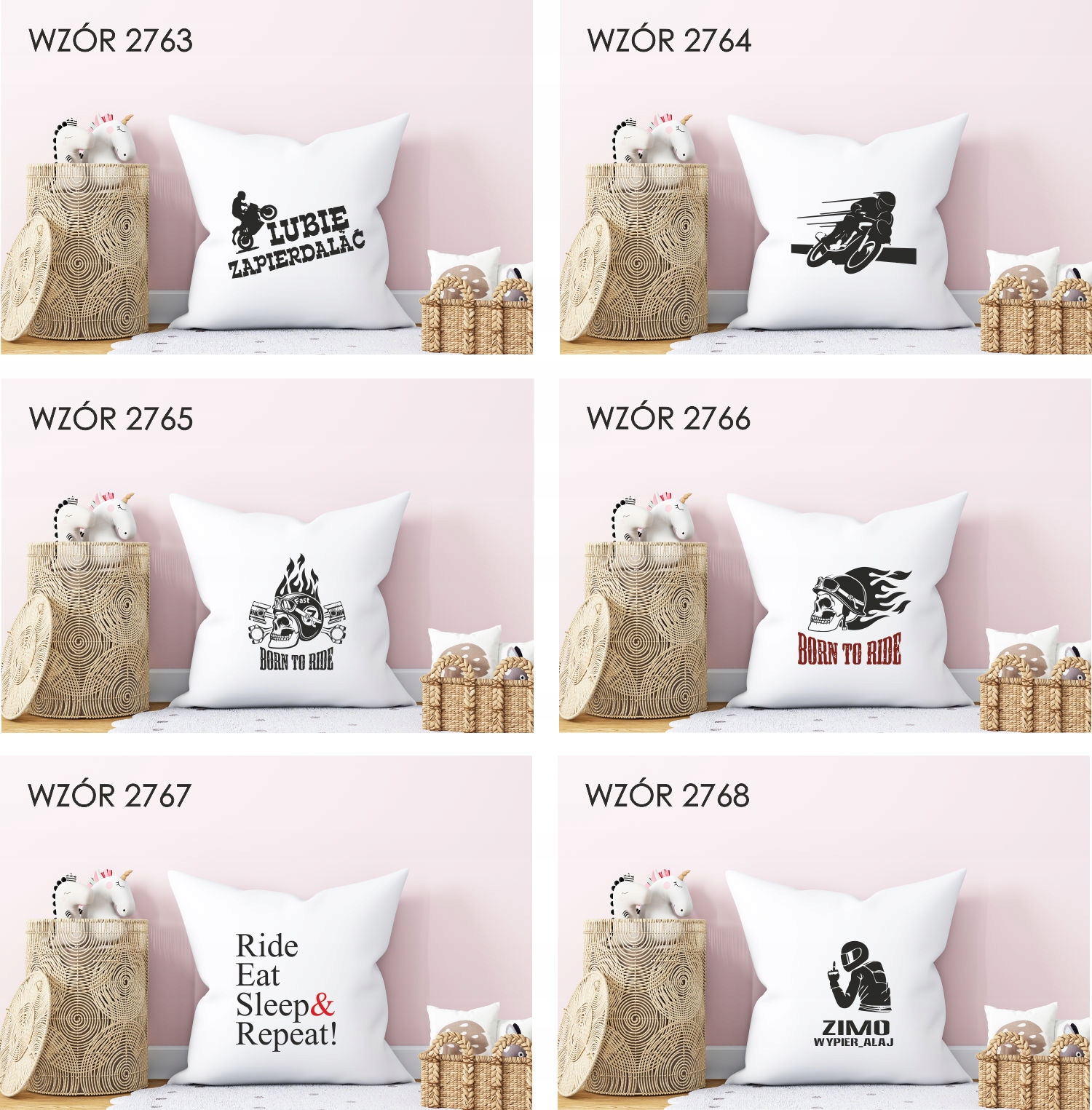 Poduszka z nadrukiem PREZENT BORN TO RIDE Marka inna