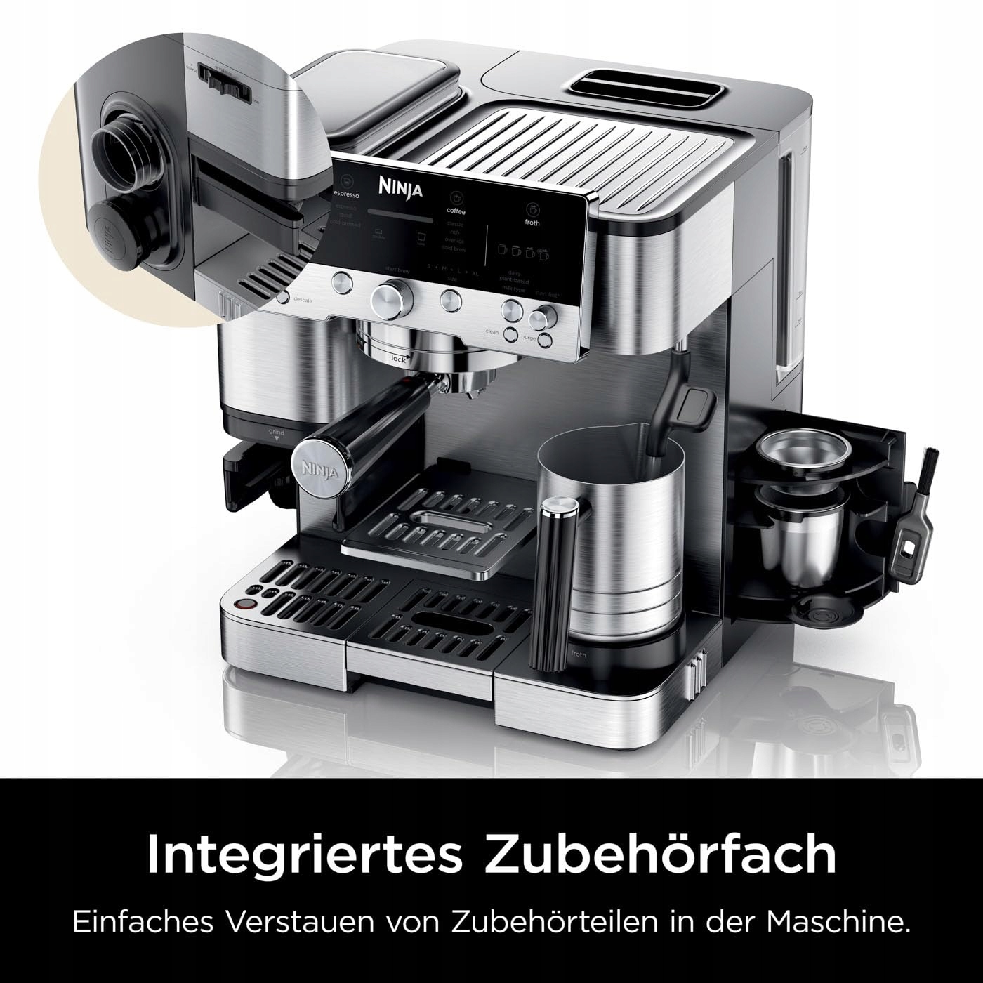 NINJA Luxe Premier Ekspres Do Kawy 3w1 Z Młynkiem I Spieniaczem Srebrny — miniatura 3