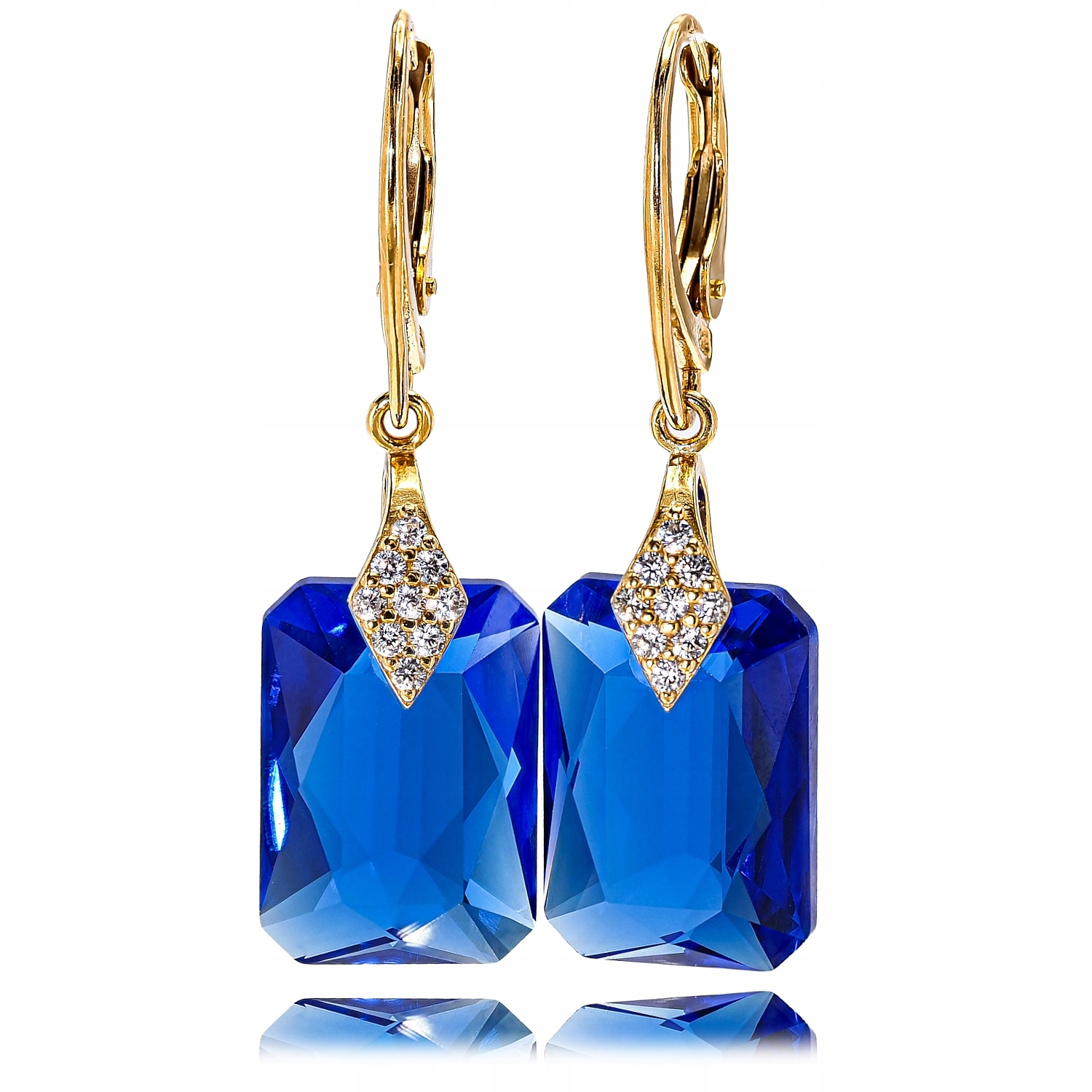 Náušnice Krystaly Crystal Classic Majestic Blue Zlaté Stříbro Certifikát