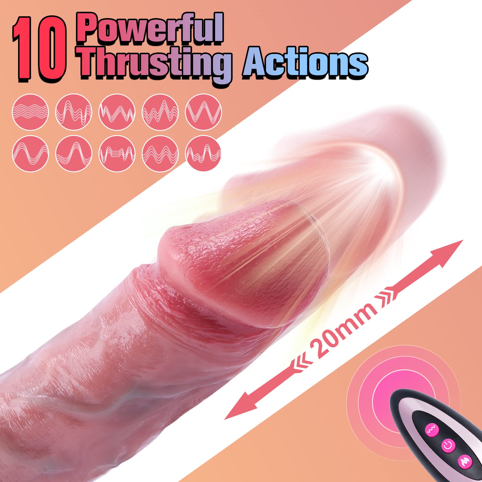 REALISTISCHER Dildo Z Funkcją Pchającą i Podgrzewaniem — miniatura 2