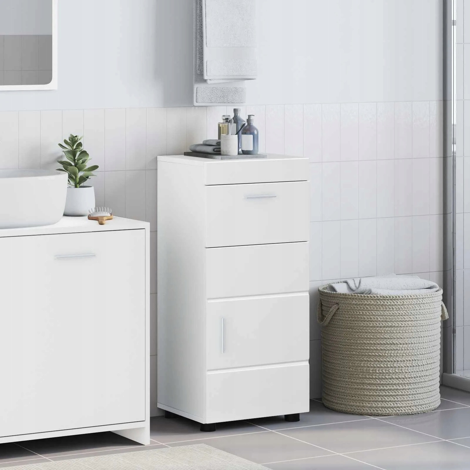 vidaXL Sada koupelnových skříněk Tulum Vysoce lesklá bílá