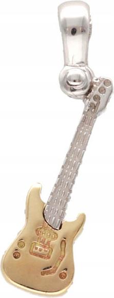 Zlatý přívěsek na kytaru 585 s bílým zlatem 1,45 g, módní vzor na řetízek