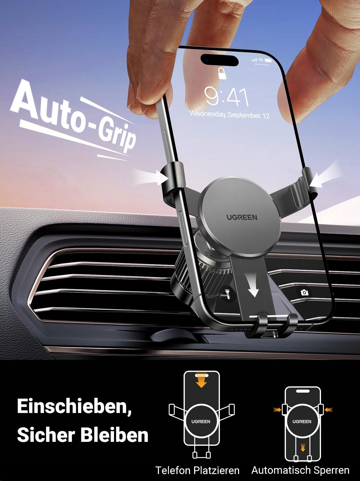 UGREEN Uchwyt Samochodowy Do Telefonu Na Kratkę Wentylacyjną iPhone Galaxy — miniatura 2