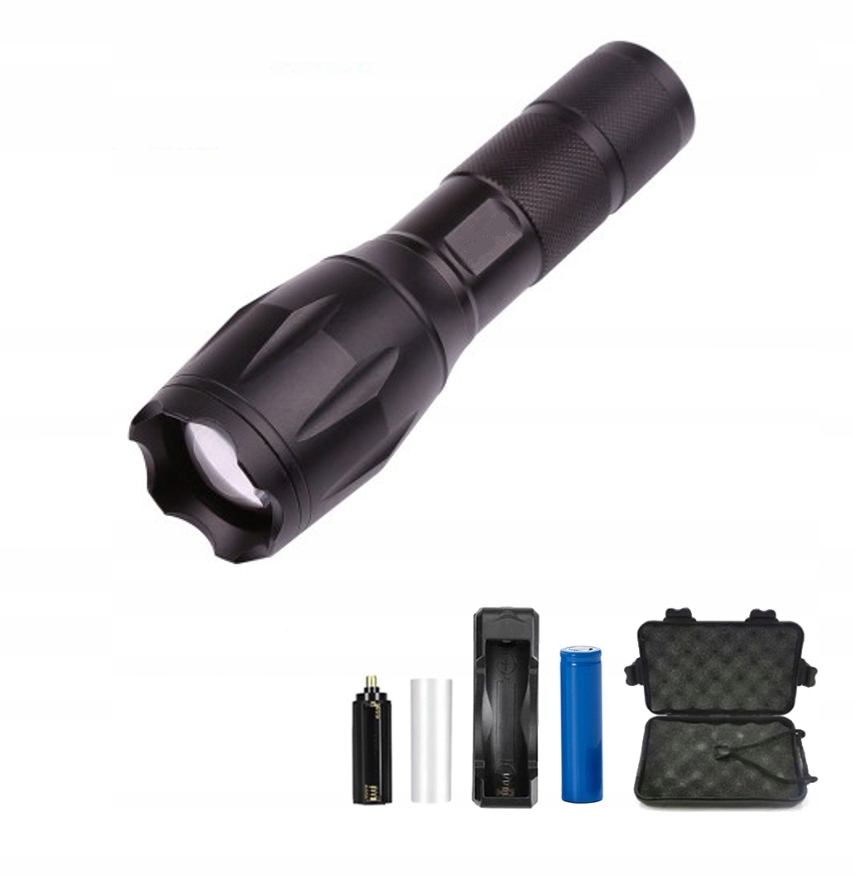 

Mocna Latarka Taktyczna Led XML-T6 Zoom Walizka