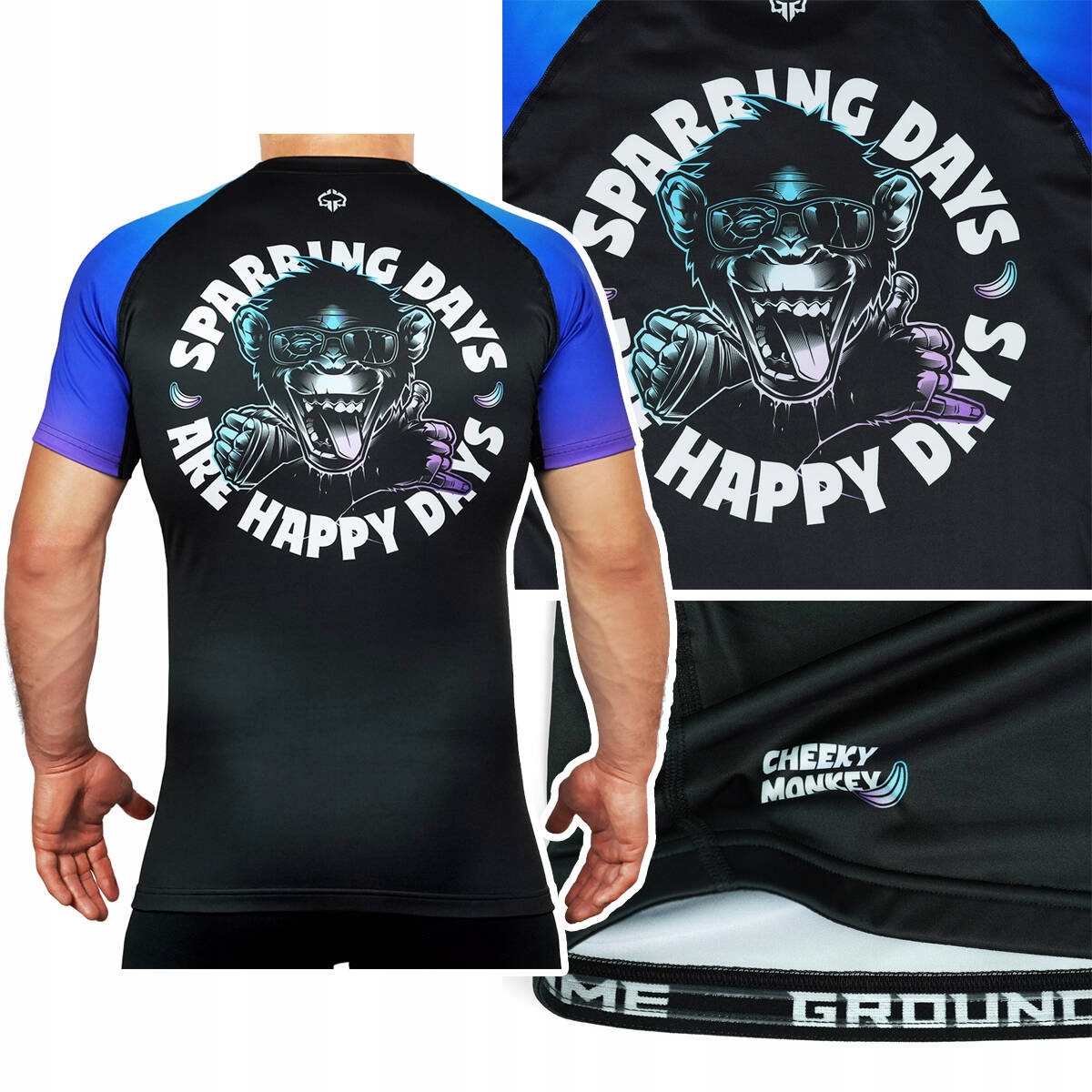 Rashguard męski treningowy Ground Game Cheeky Monkey Czarny r. L