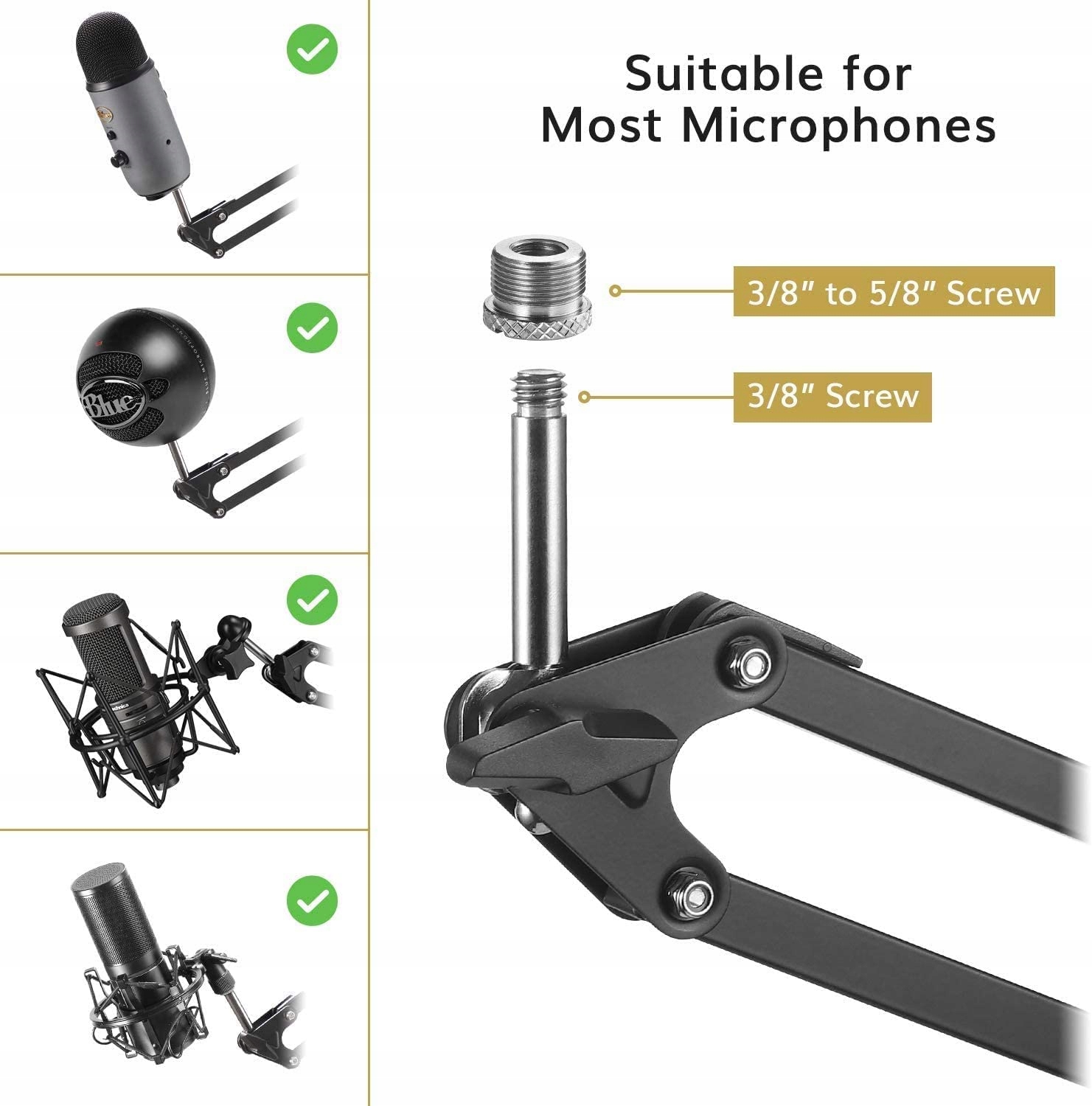 TONOR Mikrofon Boom Arm Do HyperX QuadCast Blue Yeti Rode Elgato T30 — miniatura 5
