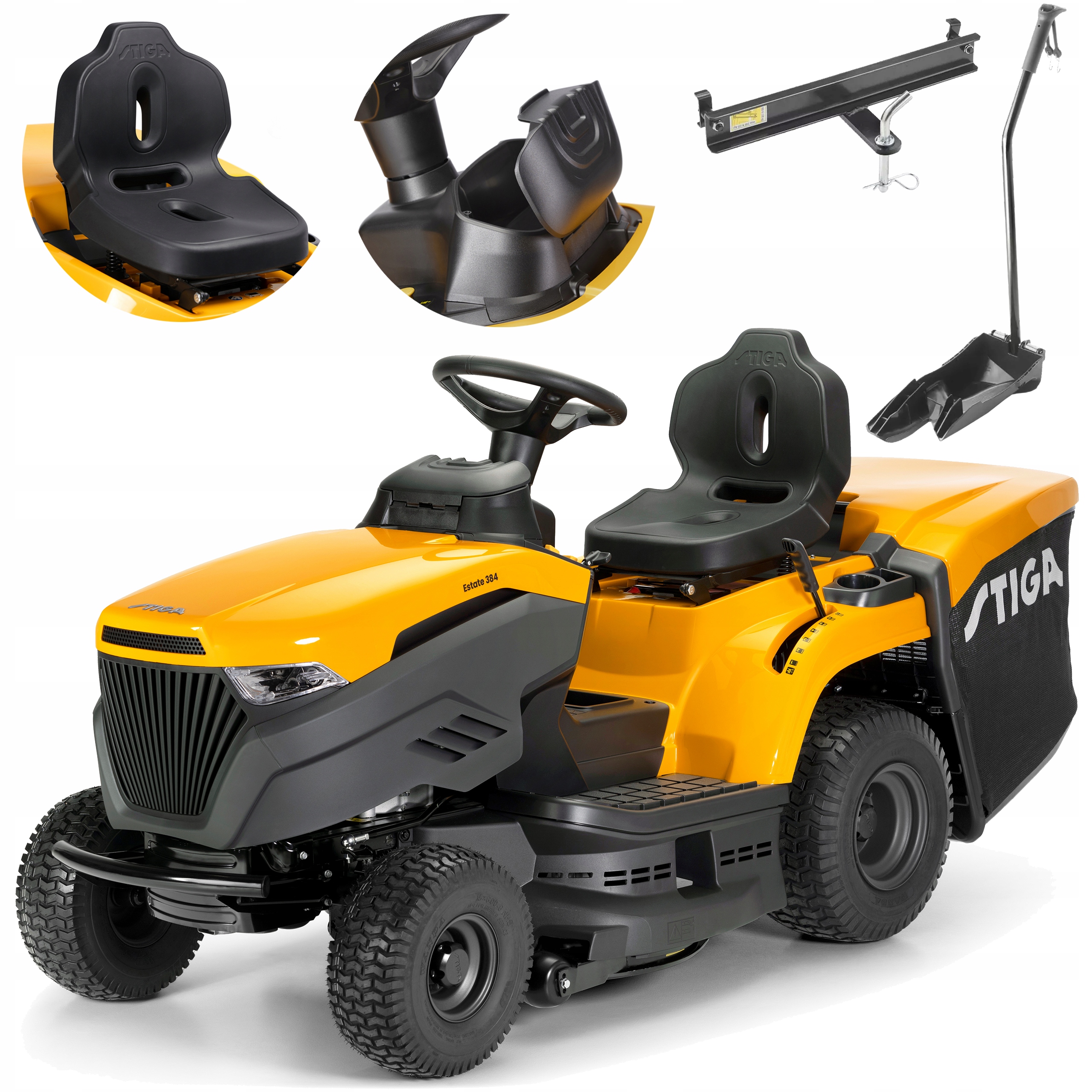 Traktor Ogrodowy STIGA Estate 384 Hydrostat MAX 15 KM NOWOŚĆ FOTEL SCHOWEK
