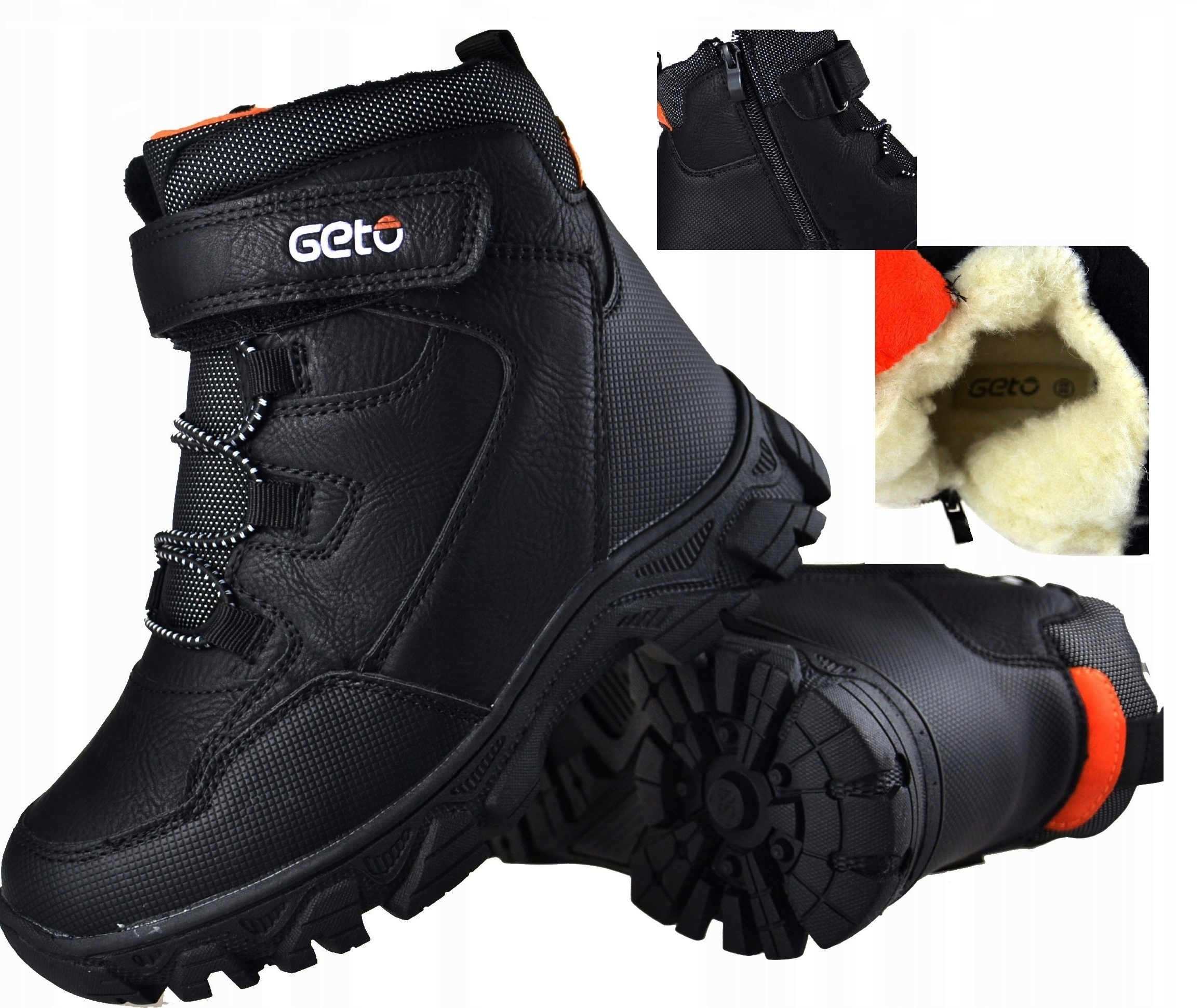 Wodoodporne ŚNIEGOWCE SUWAK Rzep GUMKA Futerko KOŻUCH CZARNE r26