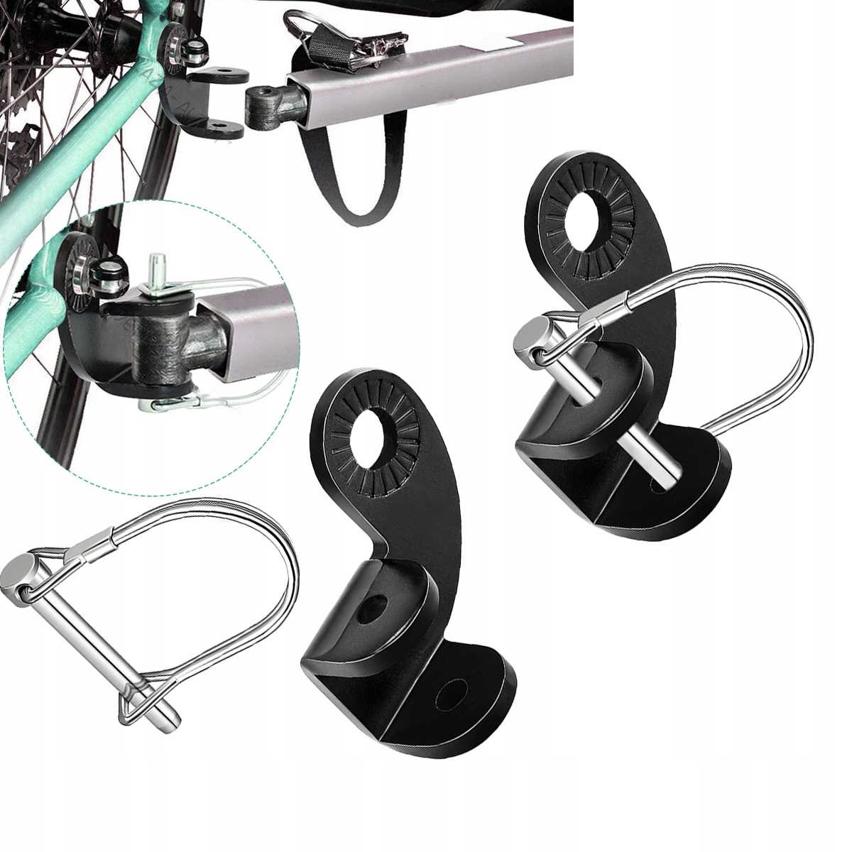 ADAPTER UCHWYT ZACZEP HAK MOCOWANIE NA ROWEROWEJ PRZYCZEPKI DLA DZIECI 2SZT