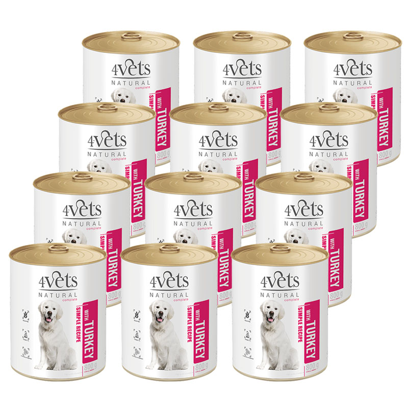 4Vets Natural Mokra karma dla psa indyk 12 x 800 g