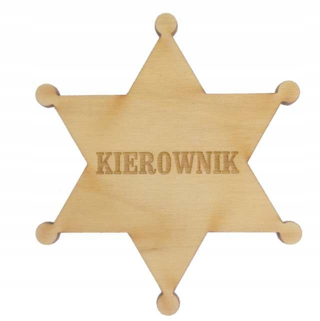 

drewniana odznaka Kierownik decoupage gadżet preze