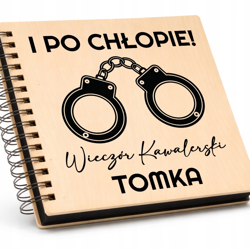 Album Drewniany Spirala Czarna I PO CHŁOPIE! *IMIĘ* Na Wieczór Kawalerski