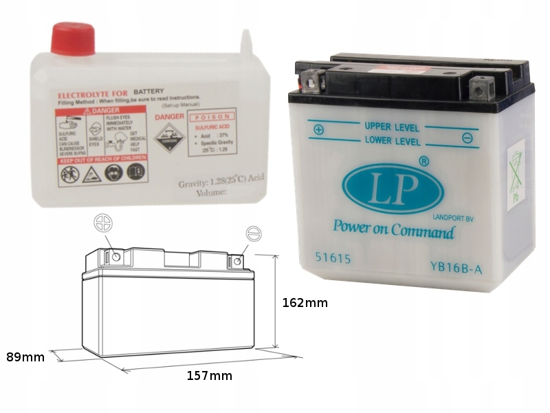 Landport Batéria YB16B-A (MD LB16B-A) 12V 16AH (160X90X158) Podpora