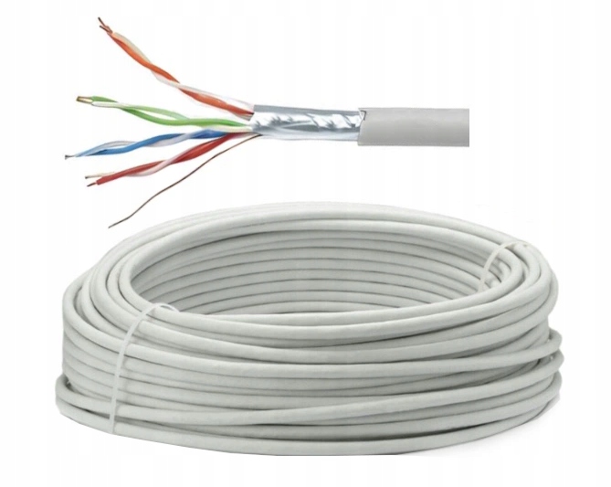 Kabel Internetowy Skrętka Ftp Kategoria 5E Pvc 100% Cu 50 Metrów
