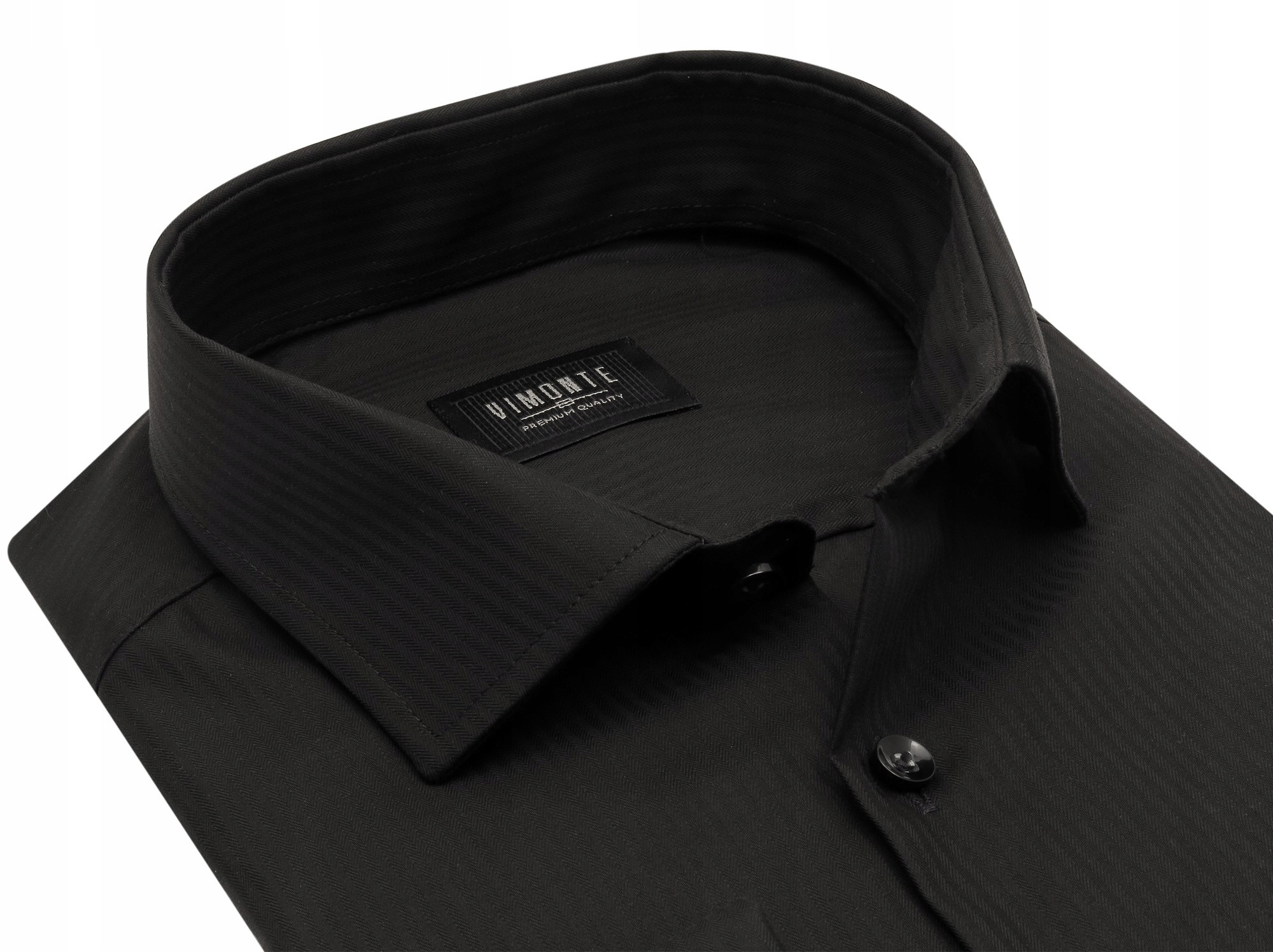 Czarna koszula męska Vimonte z mankietami na spinki 026 176-182 45-Regular