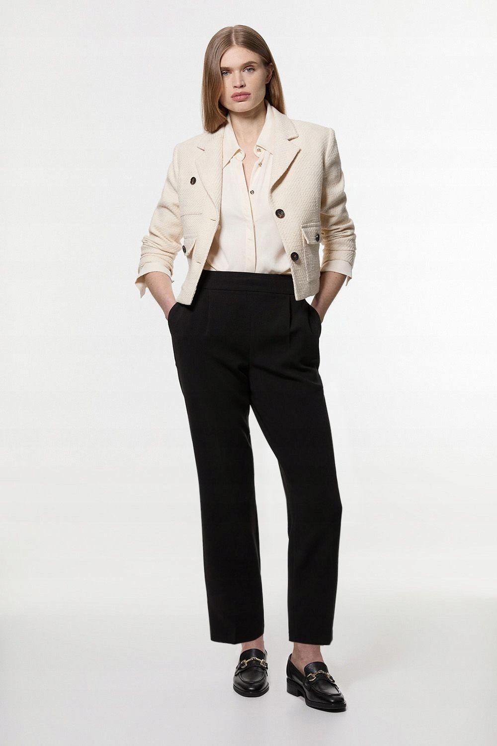 Černé Kalhoty S Vysokým Pasem V Petite Karen Millen