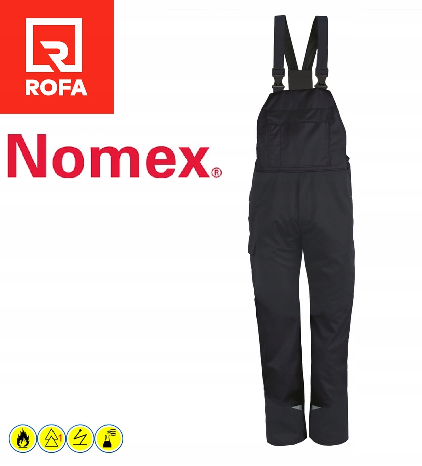 Spodnie Ogrodniczki Spawalnicze Rofa Nomex 2097 Black R.54