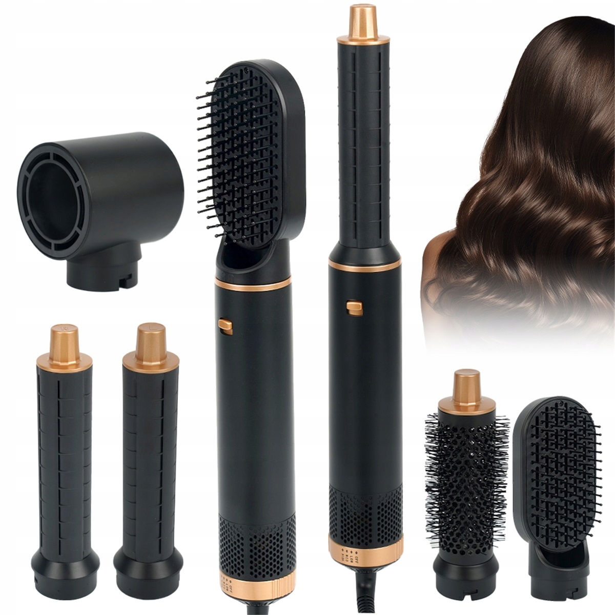 3 teploty vysoušeč vlasů 5v1 s ionty a 5 vyměnitelnými nástavci