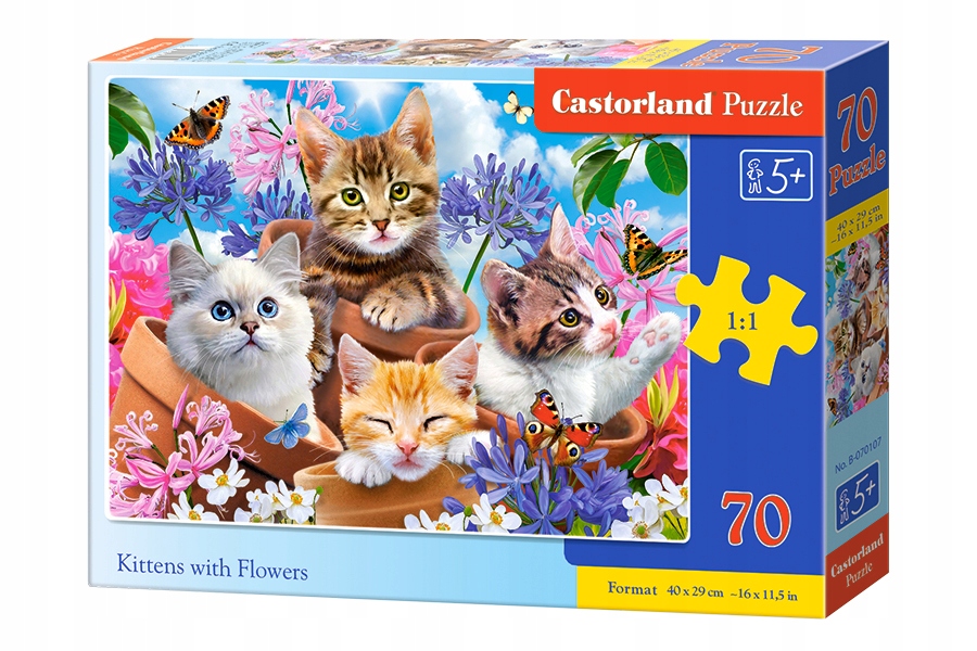 

Puzzle 70 el. Kotki wśród kwiatów Castorland