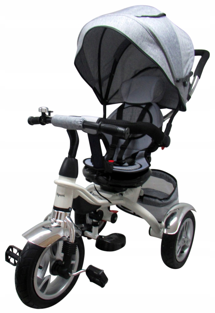 T3g trīsritenis ar piepūšamiem riteņiem, jumtiņu un grozu, R-sport zīmols