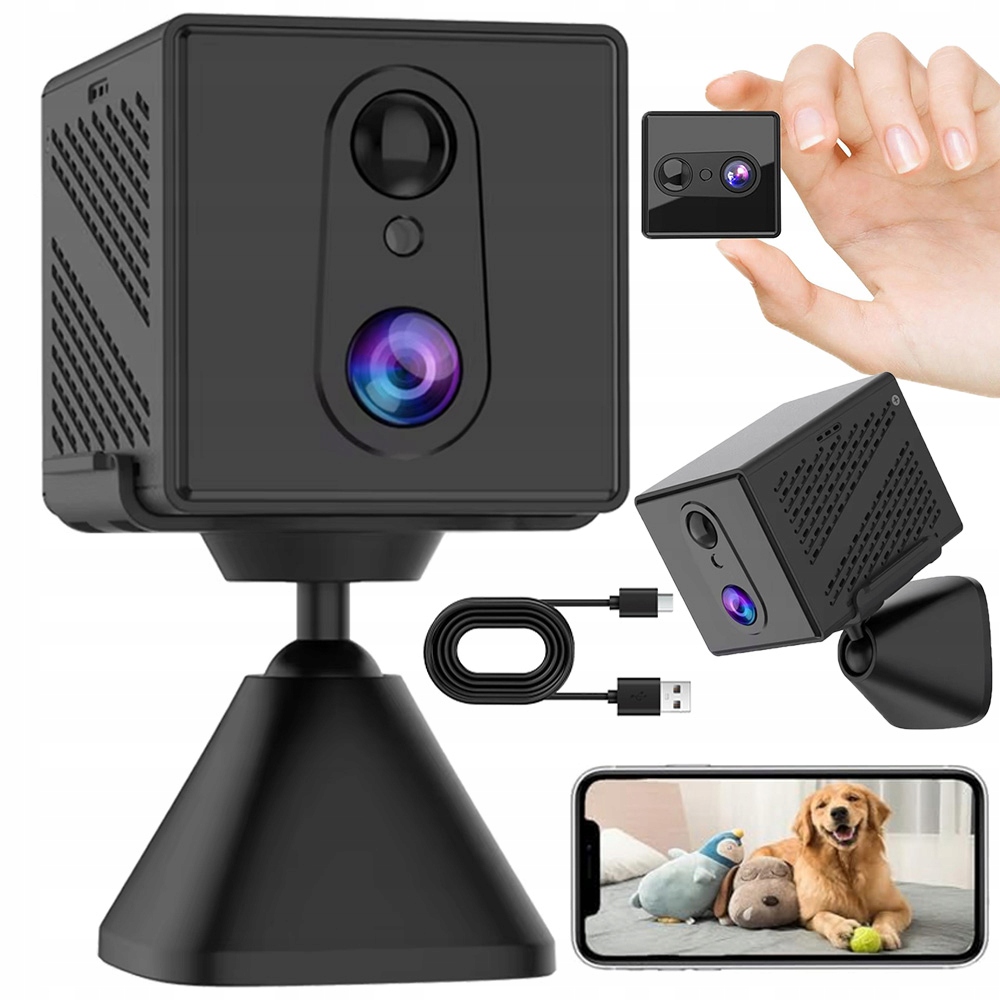 Mini Kamera, Přenosná Wifi Monitorovací Kamera 2 M Hd 1080P, Detekce Pohybu