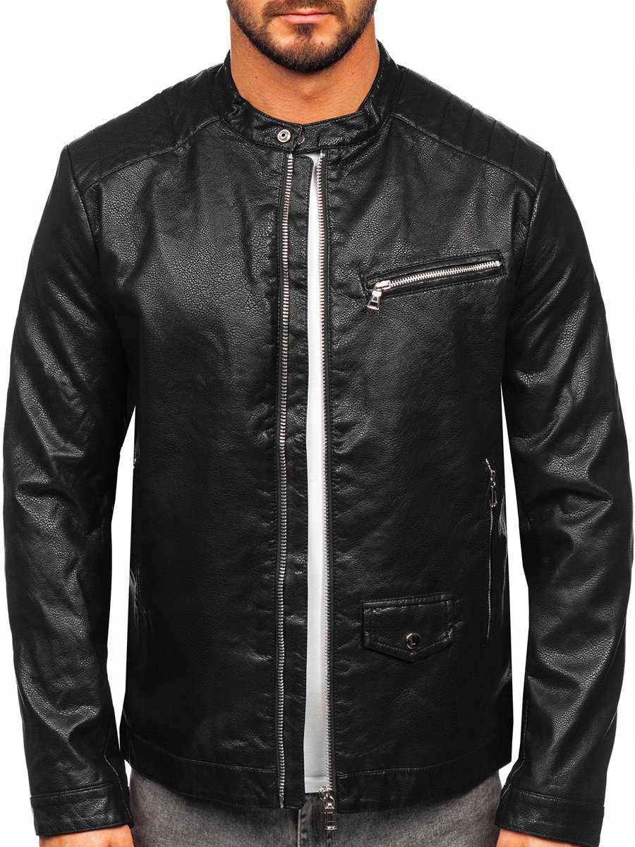 Kožená Bunda Biker Černá 11Z8021 DENLEY_2XL