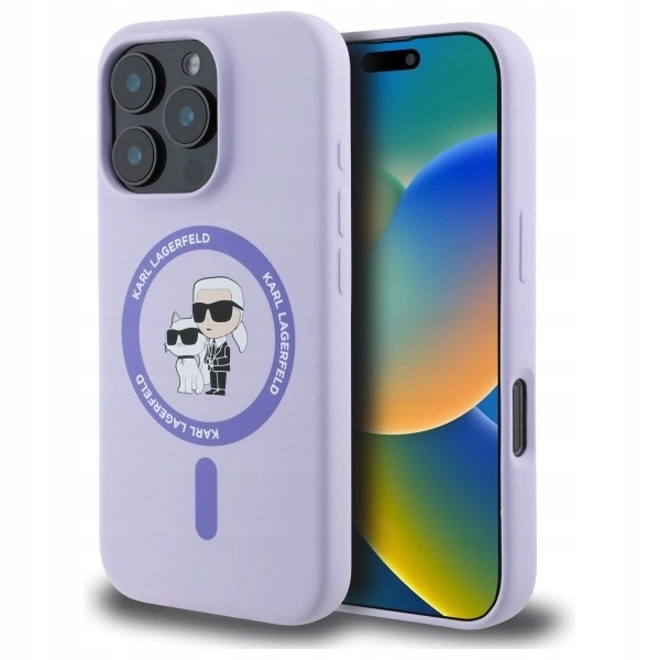 Pouzdro Karl Lagerfeld Silicone Karl&Choupette Heads Ring MagSafe pro iPhone 16