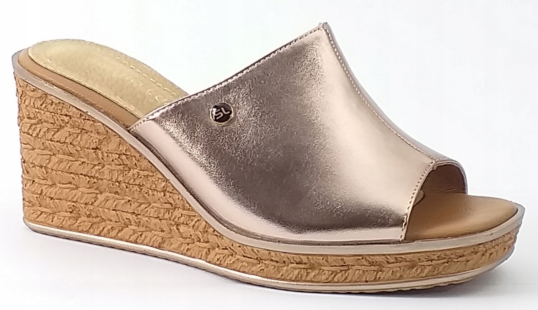 KLAPKI SERGIO LEONE KL213 PLATFORMA OBUWIE DAMSKIE KOTURNA ZŁOTE 40