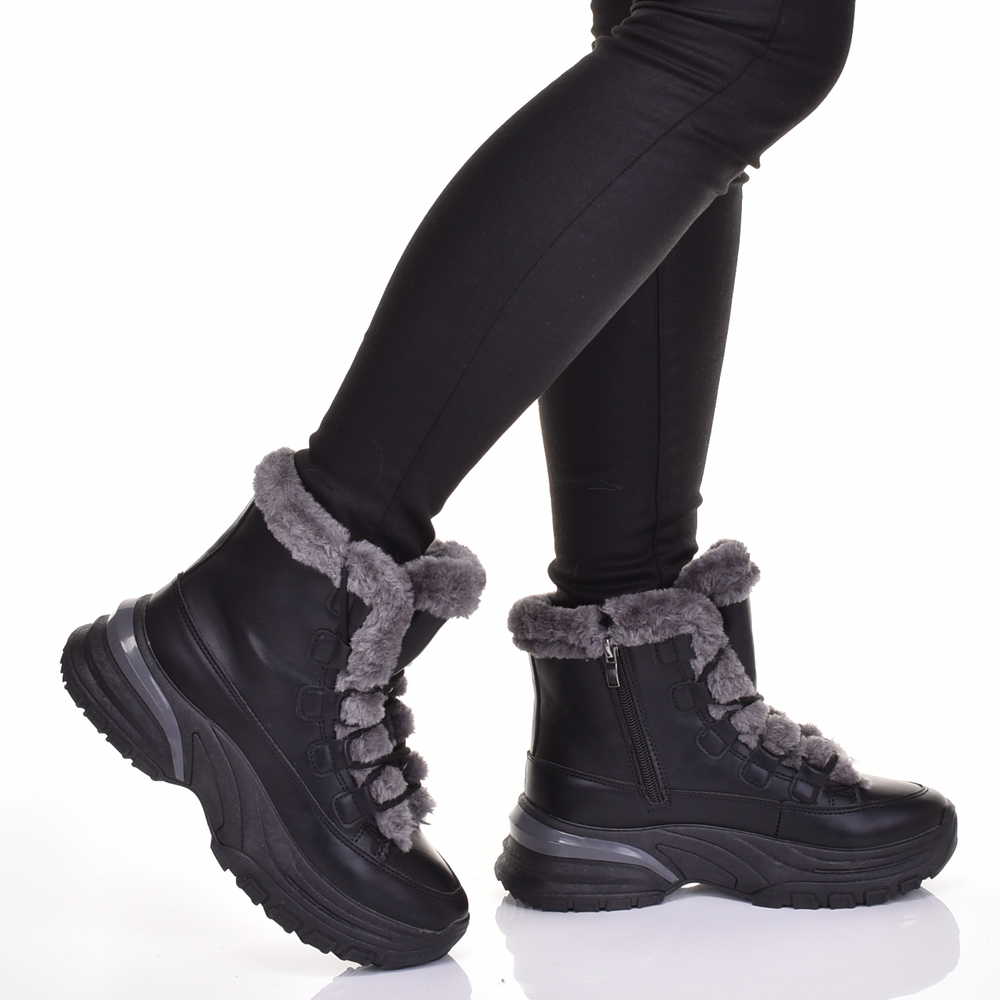 DAMSKIE SKÓRZANE SPORTOWE ŚNIEGOWCE OCIEPLONE BUTY ZIMOWE FUTERKO Rozmiar 37