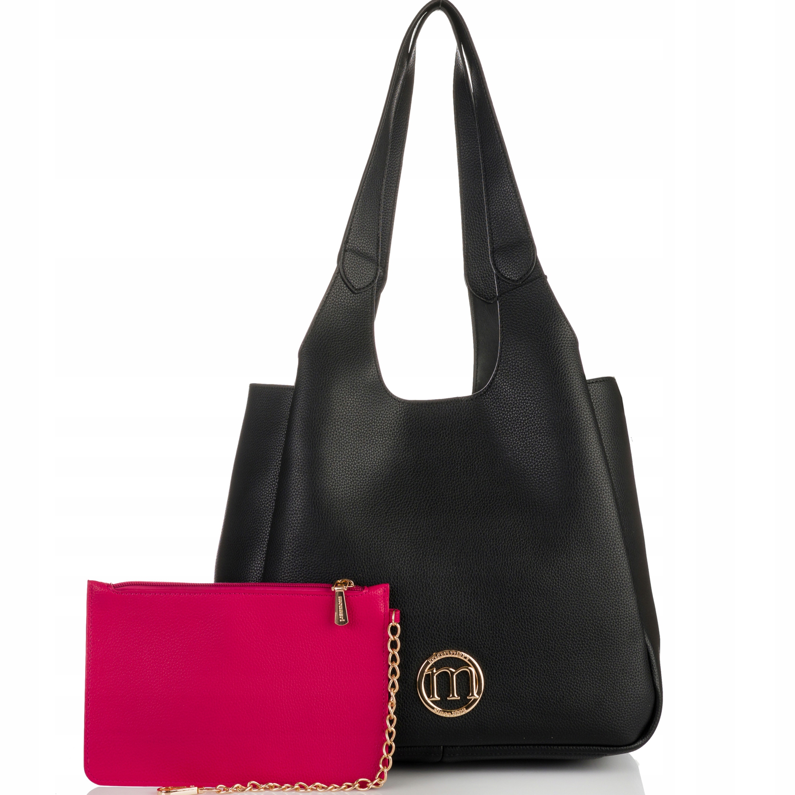 Torebka Damska Monnari Shopper Pojemna 3komorowa Czarny Saszetka do pracy