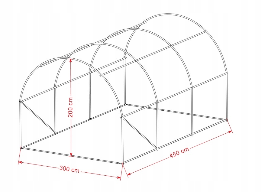TUNEL FOLIOWY OGRODOWY 3x4,5 (13,5m2) rurka 25mm szklarnia folia Namaxa Producent Namaxa