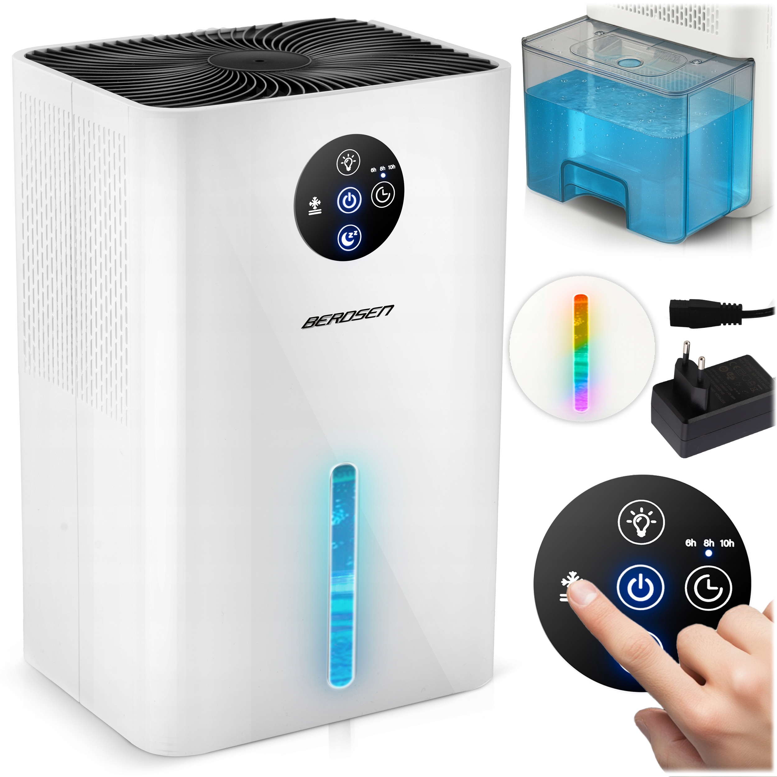Osuszacz Powietrza Pochłaniacz Wilgoci Cichy 34dB Led Berdsen 1,8L
