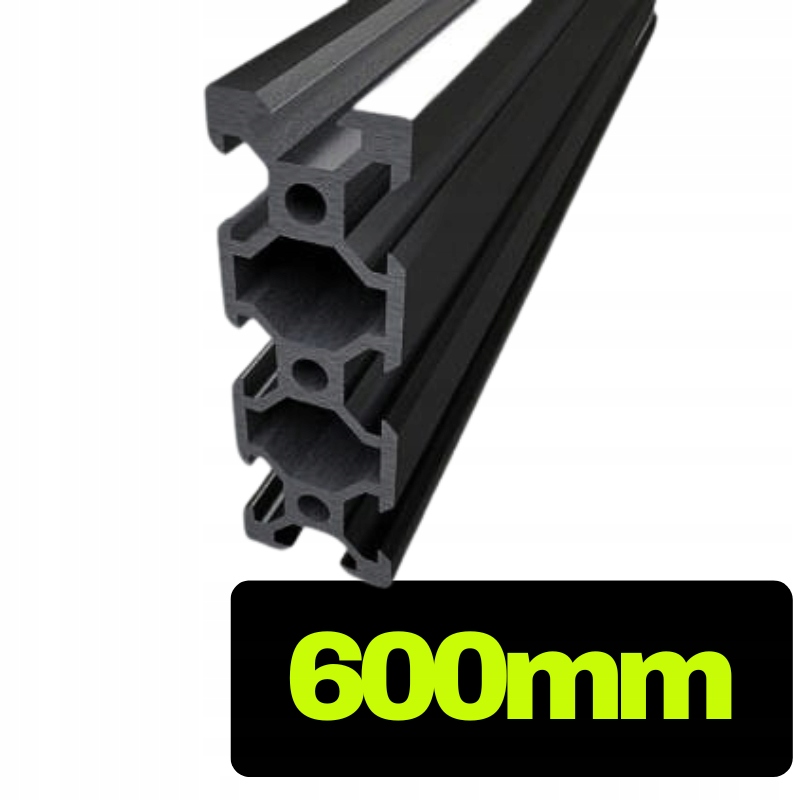 Profil aluminiowy V-slot 2060 czarny o długości 60 cm