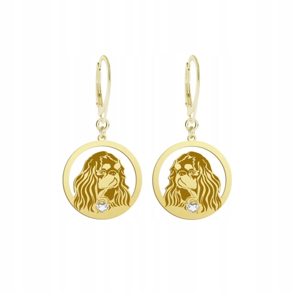 Náušnice Zlaté s King Charles Spaniel 925 Dárek Šperky Gravírování Bonus