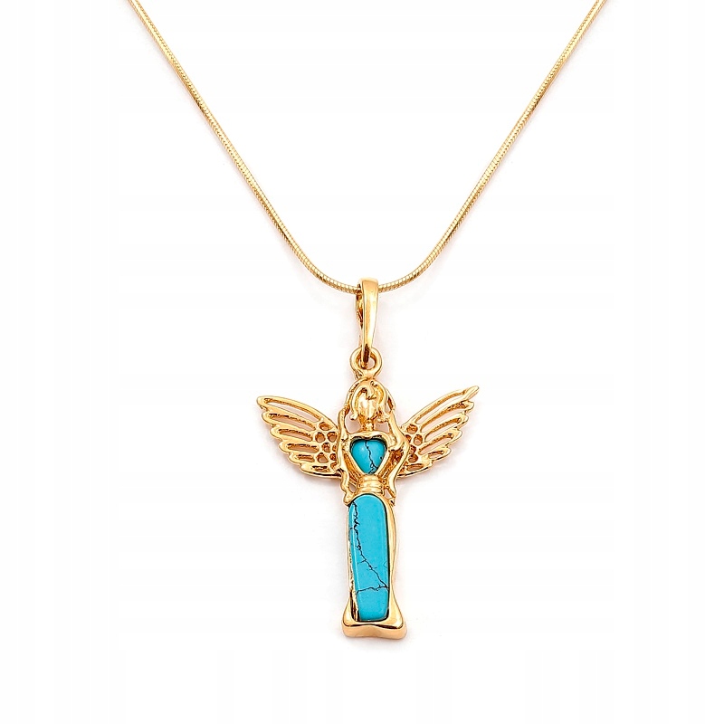 ZŁOTY WISIOREK ANIOŁEK Z TURKUSEM