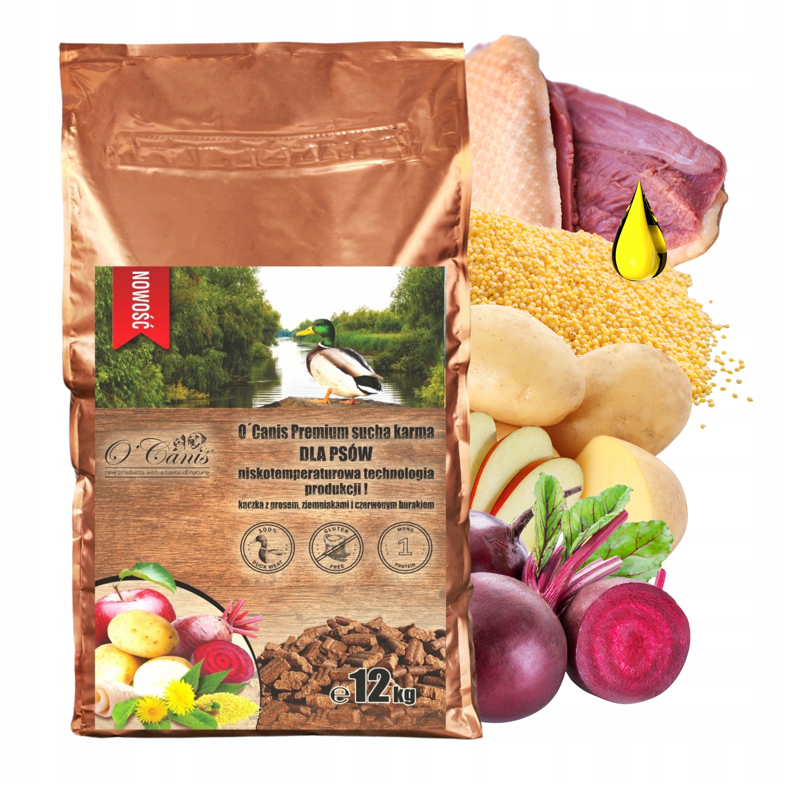 Krmivo pro psy O'Canis Kachna s prosem 12 kg