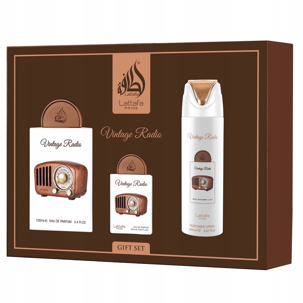 Lattafa Vintage Radio Edp 100 ml Edp 20 ml Deodorant 200 Ml Sprej