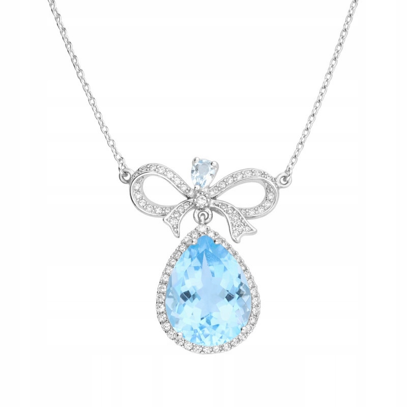 Náhrdelník ze stříbra na svatba 925 kapka Topaz Sky s zirkony 6,05 g 45 cm