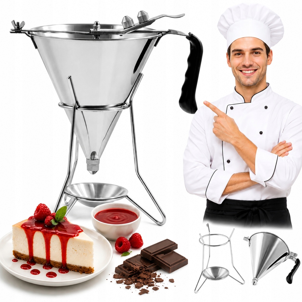 Trychtýř na omáčky a poleva 1,8 l, 3 trysky Royal Catering